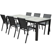 AVH-Collectie New Valley New Delhi dining tuinset 220x100x74,5 cm 7 delig antraciet