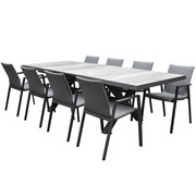 AVH-Collectie Nancy New Delhi dining tuinset uitschuifbaar 204-264x103xH74,5 cm 9 delig  aluminium