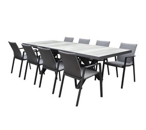 AVH-Collectie Nancy New Delhi dining tuinset uitschuifbaar 204-264x103xH74,5 cm 9 delig aluminium AVH-Collectie Nancy New Delhi dining tuinset uitschuifbaar 204-264x103xH74,5 cm 9 delig aluminium