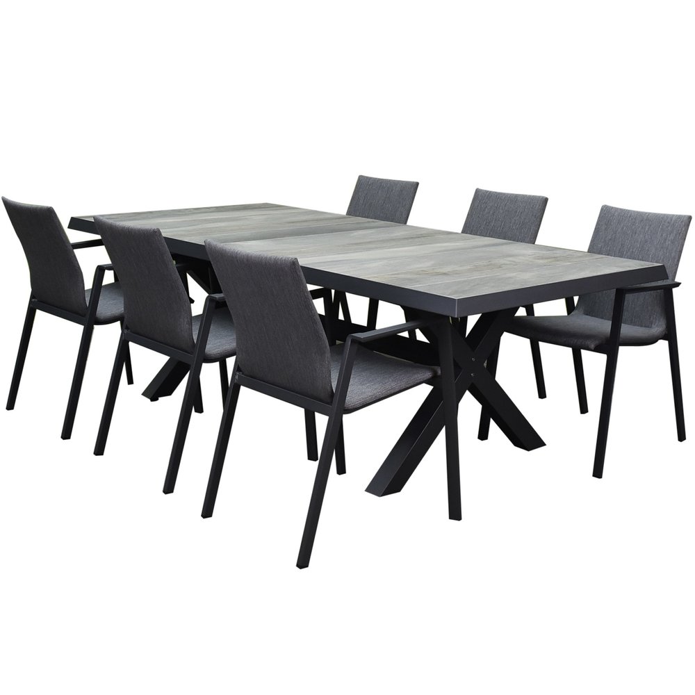 AVH-Collectie Nancy New Delhi dining tuinset 224x103x74,5 cm 7 delig aluminium AVH-Collectie Nancy New Delhi dining tuinset 224x103x74,5 cm 7 delig aluminium