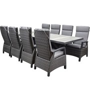 AVH-Collectie Tunis New Delhi dining tuinset uitschuifbaar 204-264x103xH74,5 cm 9 delig verstelbaar