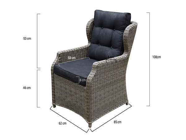 AVH-Collectie Ibiza Antigua dining tuinset 250x120xH77 cm 7 delig grijs AVH-Collectie Ibiza Antigua dining tuinset 250x120xH77 cm 7 delig grijs