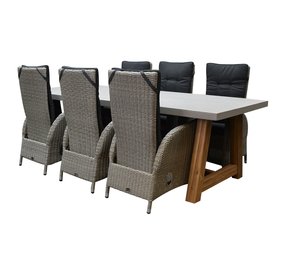 AVH-Collectie Menorca Veltis dining tuinset 250x100xH75 cm 7 delig verstelbaar grijs AVH-Collectie Menorca Veltis dining tuinset 250x100xH75 cm 7 delig verstelbaar grijs