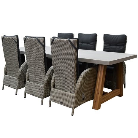 AVH-Collectie Menorca Veltis dining tuinset 250x100xH75 cm 7 delig verstelbaar grijs AVH-Collectie Menorca Veltis dining tuinset 250x100xH75 cm 7 delig verstelbaar grijs