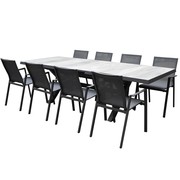 AVH-Collectie New Valley New Delhi dining tuinset uitschuifbaar 204-264x103xH74,5 cm 9 delig  aluminium