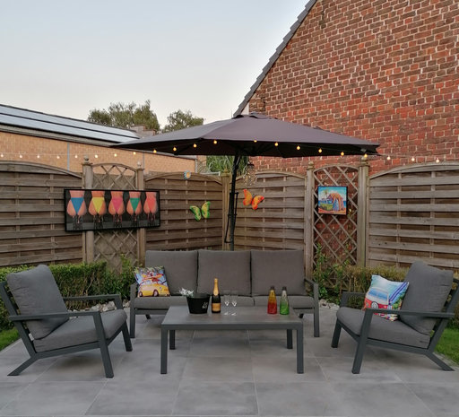 AVH-Collectie Malaga stoel-bank loungeset 4-delig antraciet aluminium AVH-Collectie Malaga stoel-bank loungeset 4-delig antraciet aluminium