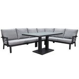 AVH-Collectie New York hoek dining loungeset 5 delig verstelbare tafel 140x85 cm antraciet aluminium