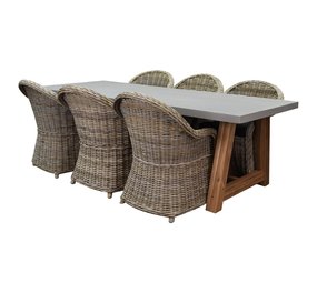 AVH-Collectie Veltis Roma dining tuinset 250x100xH77 cm 7-delig Rotan AVH-Collectie Veltis Roma dining tuinset 250x100xH77 cm 7-delig Rotan
