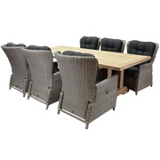 AVH-Collectie Marina Antigua dining tuinset 250x120xH77 cm 7 delig verstelbaar grijs