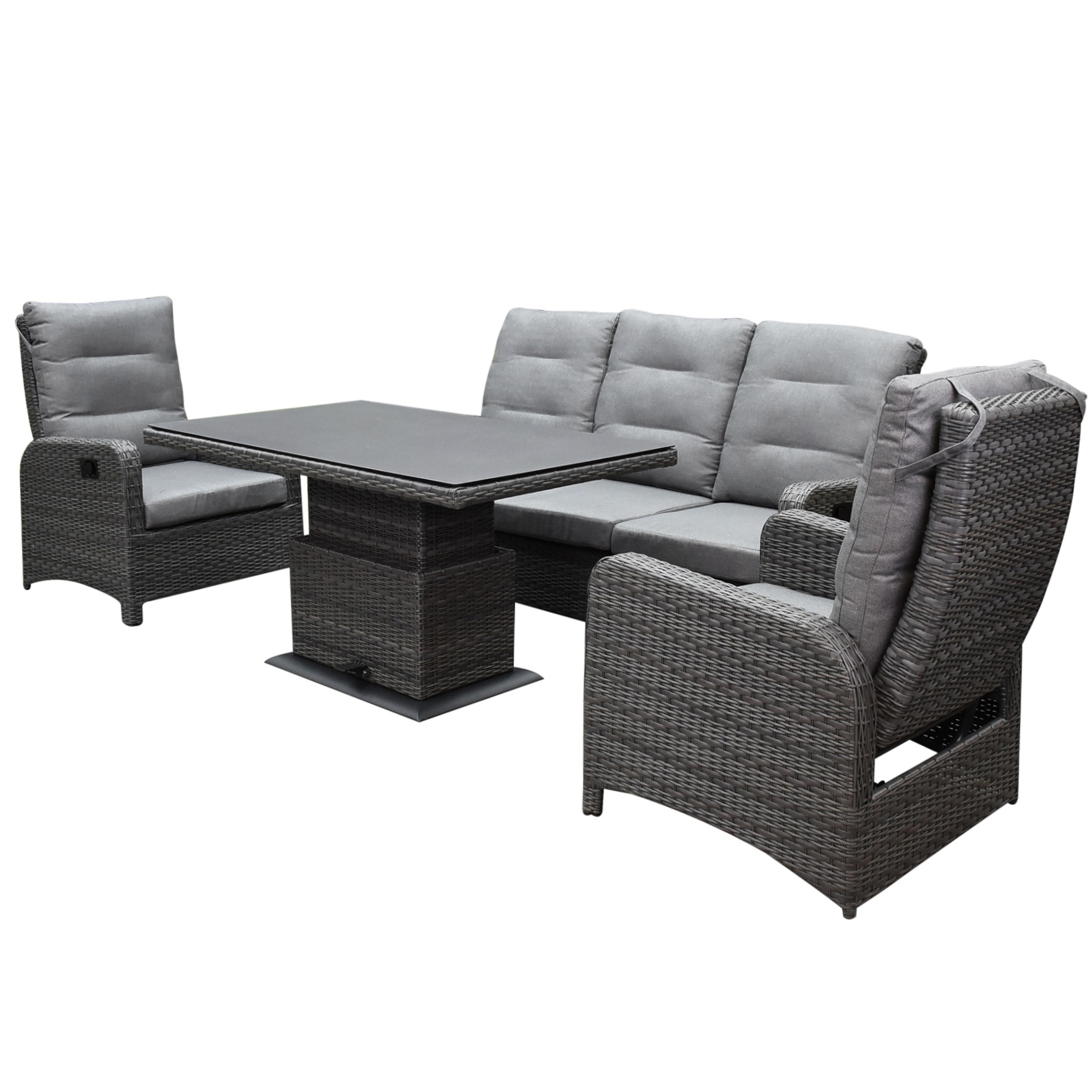 AVH-Collectie Showroommodel Hanoi stoel bank dining loungeset 4 delig verstelbare tafel antraciet