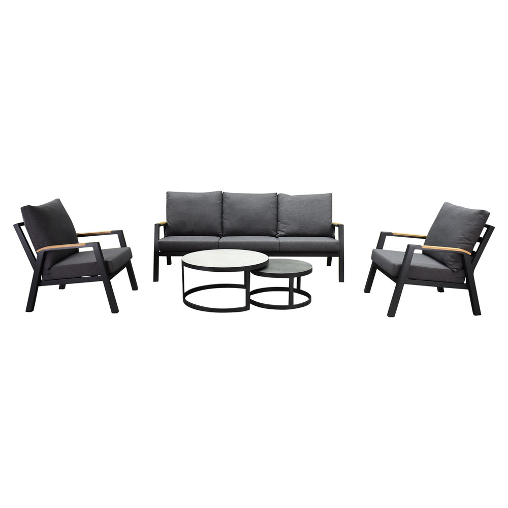 AVH-Collectie Montenegro stoel bank loungeset 5 delig aluminium AVH-Collectie Montenegro stoel bank loungeset 5 delig aluminium