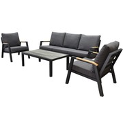 AVH-Collectie Montenegro stoel-bank loungeset 4-delig antraciet aluminium