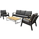 AVH-Collectie Santika stoel-bank loungeset 4-delig antraciet aluminium teak AVH-Collectie Santika stoel-bank loungeset 4-delig antraciet aluminium teak