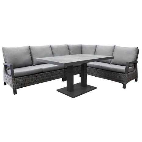 AVH-Collectie Dallas dining hoek loungeset 5 delig antraciet verstelbare tafel AVH-Collectie Dallas dining hoek loungeset 5 delig antraciet verstelbare tafel