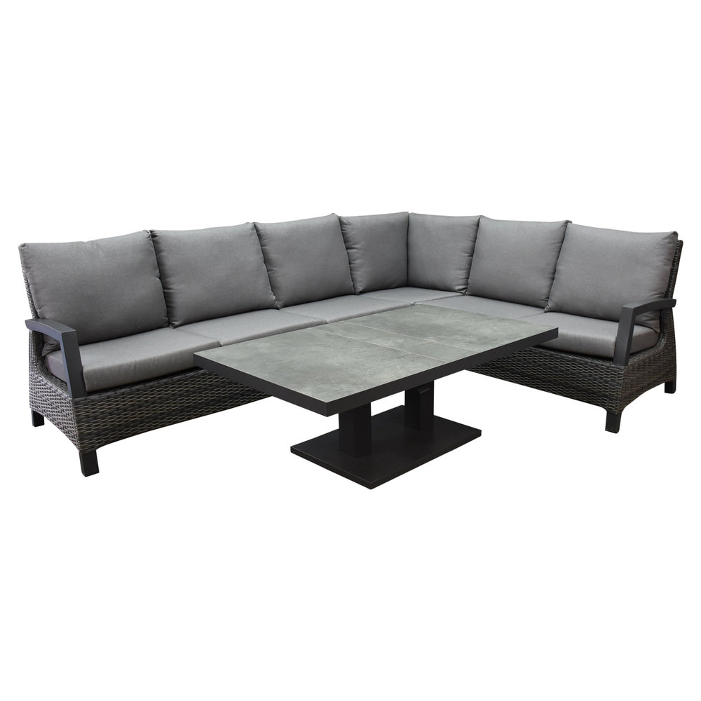 AVH-Collectie Dallas dining hoek loungeset 5 delig antraciet verstelbare tafel AVH-Collectie Dallas dining hoek loungeset 5 delig antraciet verstelbare tafel