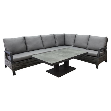 AVH-Collectie Dallas dining hoek loungeset 5 delig antraciet verstelbare tafel AVH-Collectie Dallas dining hoek loungeset 5 delig antraciet verstelbare tafel