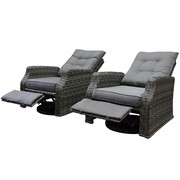 AVH-Collectie Kreta lounge balkonset 2 delig draaibaar verstelbare voetenbank