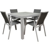 AVH-Collectie New Valley Fresno dining tuinset 100x100xH74 cm 5 delig aluminium wit