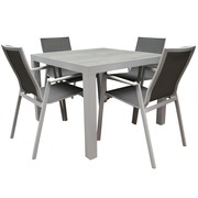 AVH-Collectie New Valley Fresno dining tuinset 100x100xH74 cm 5 delig aluminium wit