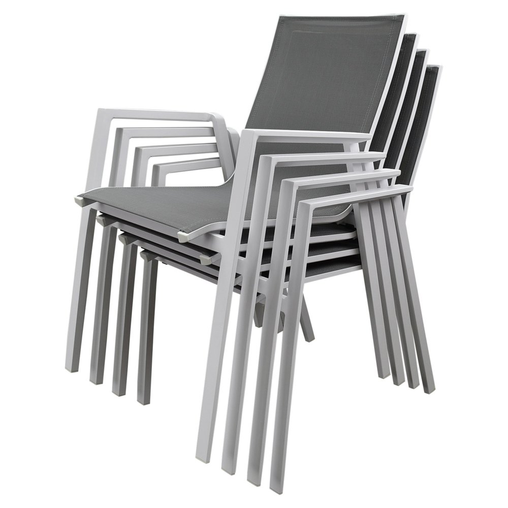 AVH-Collectie New Valley Fresno dining tuinset 100x100xH74 cm 5 delig aluminium wit