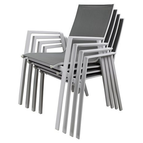 AVH-Collectie New Valley Fresno dining tuinset 100x100xH74 cm 5 delig aluminium wit