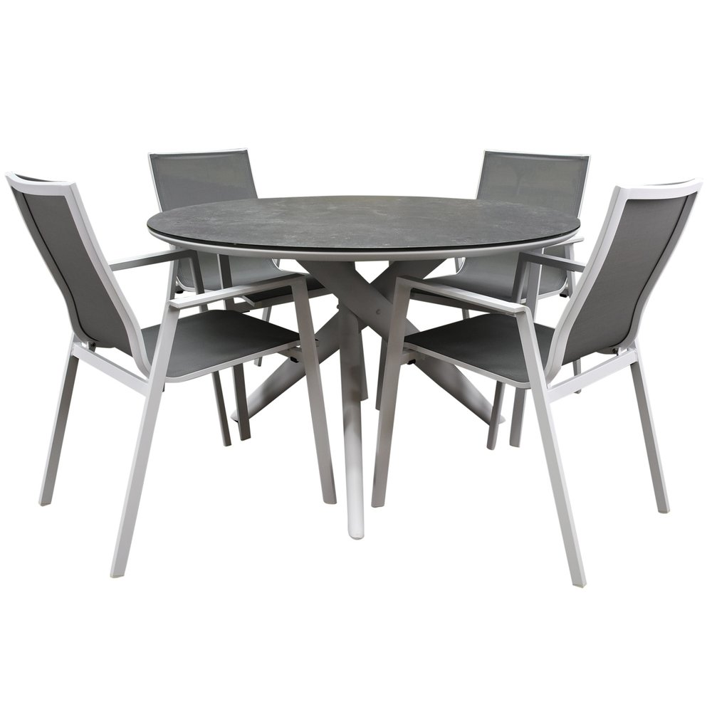 AVH-Collectie New Valley dining tuinset 120x74 cm 5 delig aluminium wit AVH-Collectie New Valley dining tuinset 120x74 cm 5 delig aluminium wit