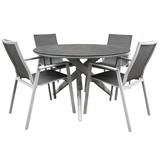 AVH-Collectie New Valley dining tuinset 120x74 cm 5 delig aluminium wit AVH-Collectie New Valley dining tuinset 120x74 cm 5 delig aluminium wit