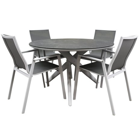 AVH-Collectie New Valley dining tuinset 120x74 cm 5 delig aluminium wit AVH-Collectie New Valley dining tuinset 120x74 cm 5 delig aluminium wit