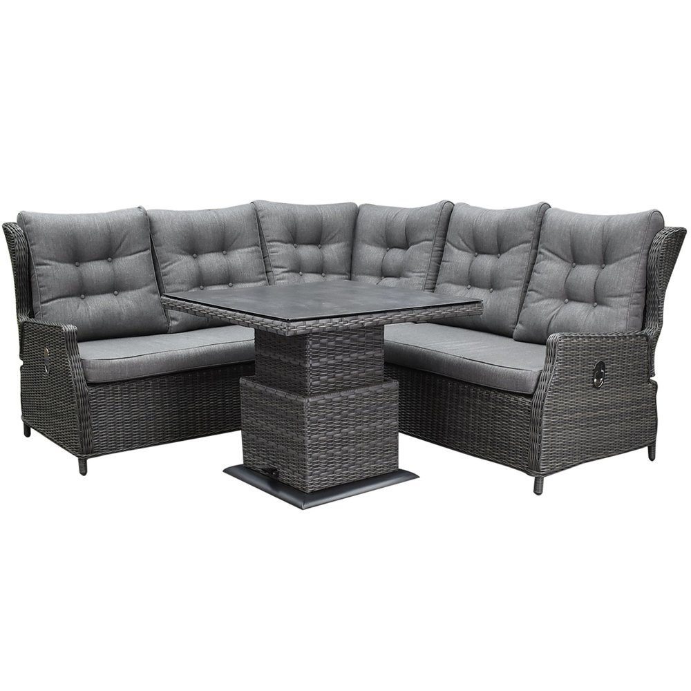 AVH-Collectie Ibiza premium dining loungeset 4 delig verstelbare tafel antraciet AVH-Collectie Ibiza premium dining loungeset 4 delig verstelbare tafel antraciet