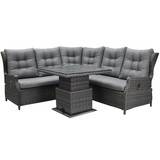 AVH-Collectie Ibiza premium dining loungeset 4 delig verstelbare tafel antraciet AVH-Collectie Ibiza premium dining loungeset 4 delig verstelbare tafel antraciet