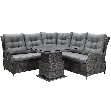 AVH-Collectie Ibiza premium dining loungeset 4 delig verstelbare tafel antraciet AVH-Collectie Ibiza premium dining loungeset 4 delig verstelbare tafel antraciet