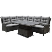 AVH-Collectie Ibiza premium dining verstelbare hoek loungeset 5 delig antraciet met  verstelbare tafel