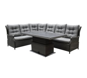 AVH-Collectie Ibiza premium dining verstelbare hoek loungeset 5 delig antraciet met verstelbare tafel AVH-Collectie Ibiza premium dining verstelbare hoek loungeset 5 delig antraciet met verstelbare tafel