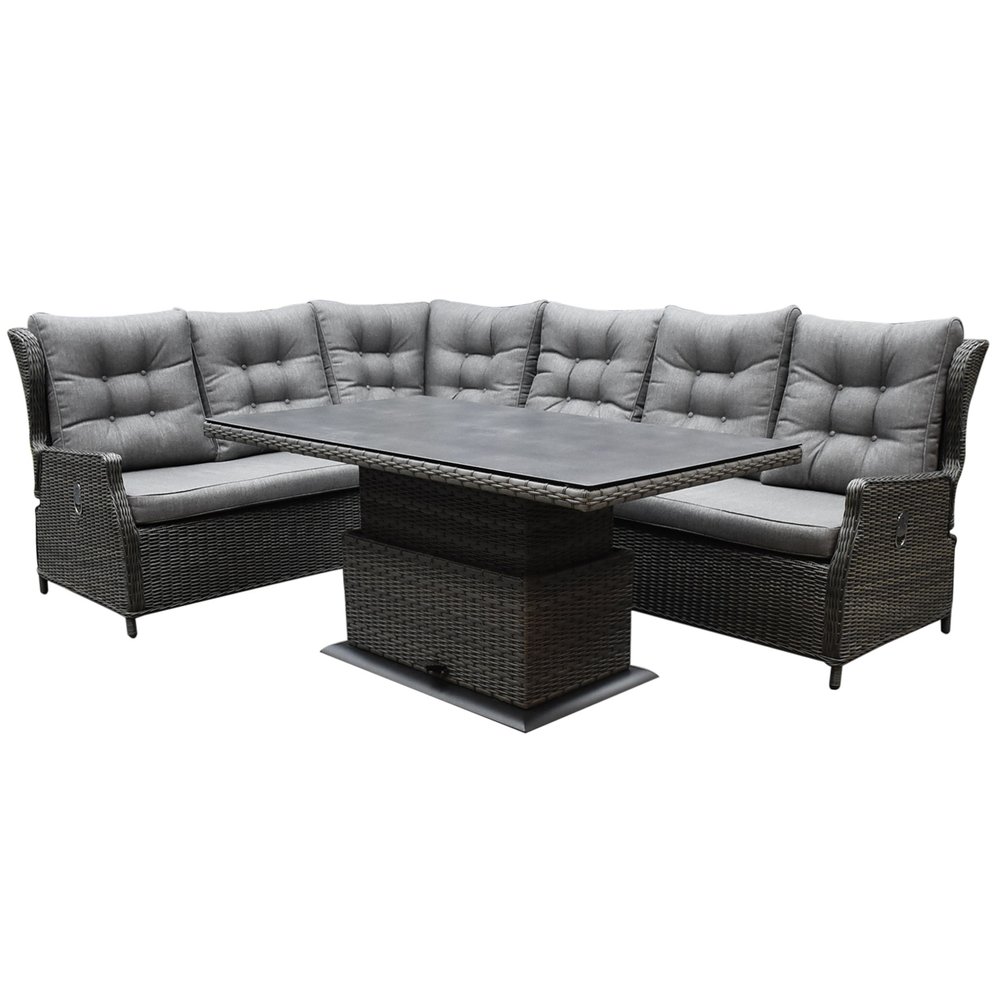 AVH-Collectie Ibiza premium dining verstelbare hoek loungeset 7 delig antraciet met verstelbare tafel AVH-Collectie Ibiza premium dining verstelbare hoek loungeset 7 delig antraciet met verstelbare tafel