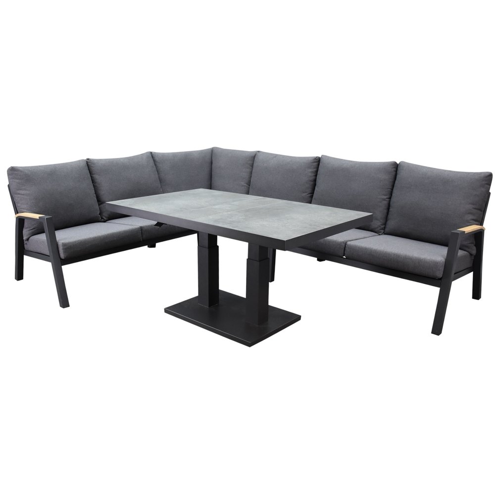 AVH-Collectie Montenegro dining hoek loungeset 5 delig met verstelbare tafel antraciet AVH-Collectie Montenegro dining hoek loungeset 5 delig met verstelbare tafel antraciet