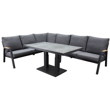 AVH-Collectie Montenegro dining hoek loungeset 5 delig met verstelbare tafel antraciet AVH-Collectie Montenegro dining hoek loungeset 5 delig met verstelbare tafel antraciet