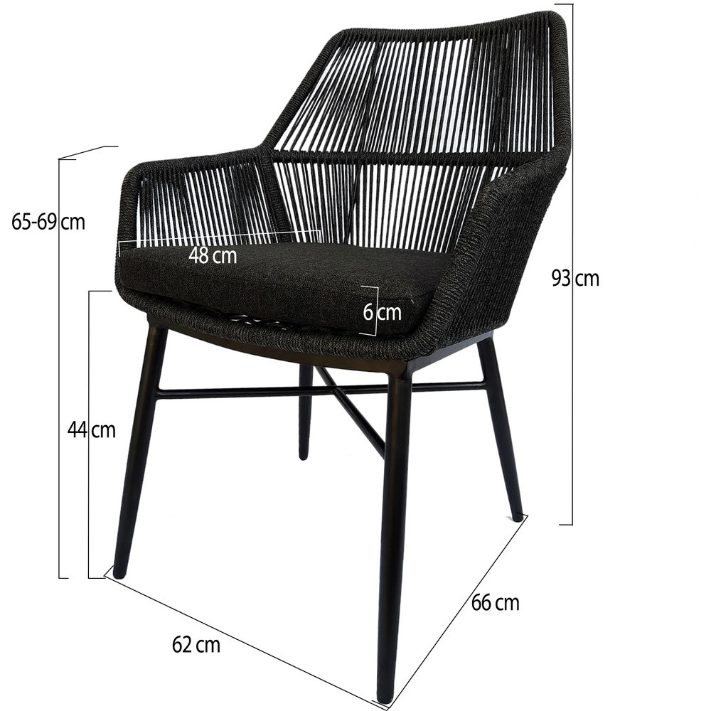 AVH-Collectie Chianti dining tuinstoel zwart rope AVH-Collectie Chianti dining tuinstoel zwart rope