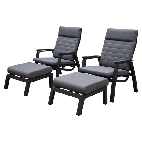 AVH-Collectie Monaco lounge balkonset 4 delig verstelbaar antraciet AVH-Collectie Monaco lounge balkonset 4 delig verstelbaar antraciet