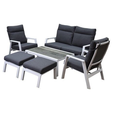 AVH-Collectie Vegas stoel bank loungeset 6 delig verstelbaar aluminium wit AVH-Collectie Vegas stoel bank loungeset 6 delig verstelbaar aluminium wit