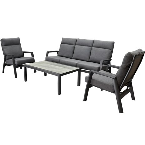 AVH-Collectie Vegas stoel bank loungeset 4 delig verstelbaar antraciet aluminium AVH-Collectie Vegas stoel bank loungeset 4 delig verstelbaar antraciet aluminium