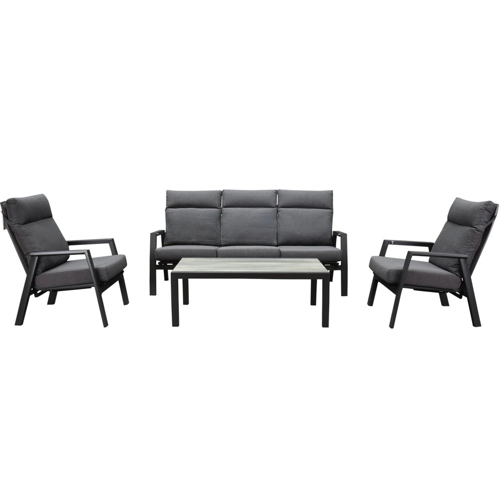 AVH-Collectie Vegas stoel bank loungeset 4 delig verstelbaar antraciet aluminium AVH-Collectie Vegas stoel bank loungeset 4 delig verstelbaar antraciet aluminium