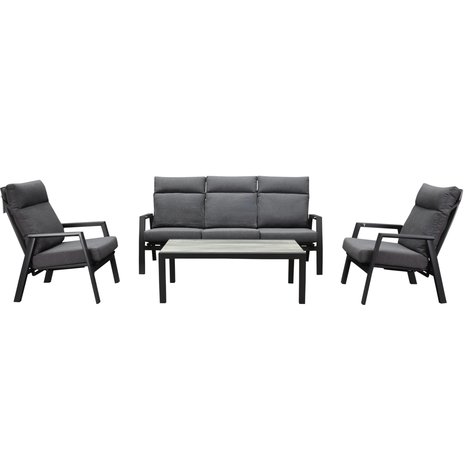 AVH-Collectie Vegas stoel bank loungeset 4 delig verstelbaar antraciet aluminium AVH-Collectie Vegas stoel bank loungeset 4 delig verstelbaar antraciet aluminium