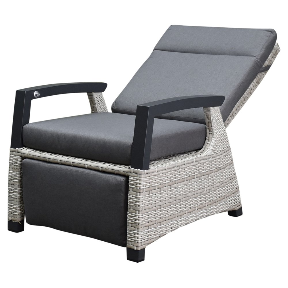 AVH-Collectie Dallas lounge tuinstoel verstelbaar met voetensteun grijs AVH-Collectie Dallas lounge tuinstoel verstelbaar met voetensteun grijs