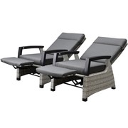 AVH-Collectie Dallas lounge balkonset 2 delig verstelbaar met verstelbare voetenbanken grijs