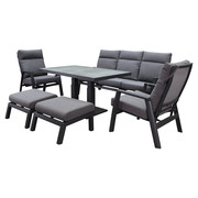 AVH-Collectie Vegas stoel bank dining loungeset 6 delig verstelbaar aluminium