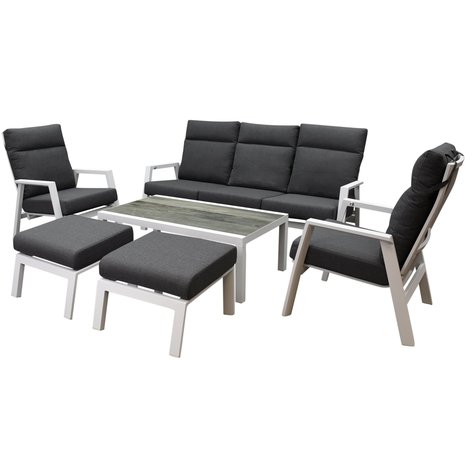 AVH-Collectie Vegas stoel bank loungeset 6 delig verstelbaar wit AVH-Collectie Vegas stoel bank loungeset 6 delig verstelbaar wit