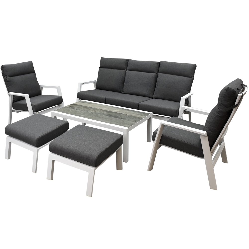 AVH-Collectie Vegas stoel bank loungeset 6 delig verstelbaar wit AVH-Collectie Vegas stoel bank loungeset 6 delig verstelbaar wit