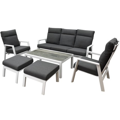 AVH-Collectie Vegas stoel bank loungeset 6 delig verstelbaar wit AVH-Collectie Vegas stoel bank loungeset 6 delig verstelbaar wit