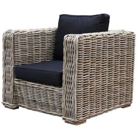 AVH-Collectie Nissah lounge tuinstoel naturel rotan - olefin black - urecel foam AVH-Collectie Nissah lounge tuinstoel naturel rotan - olefin black - urecel foam