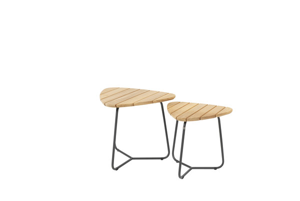 4 Seasons Outdoor Verdi set van 2 lounge tuintafels driehoekig aluminium teak 4 Seasons Outdoor Verdi set van 2 lounge tuintafels driehoekig aluminium teak